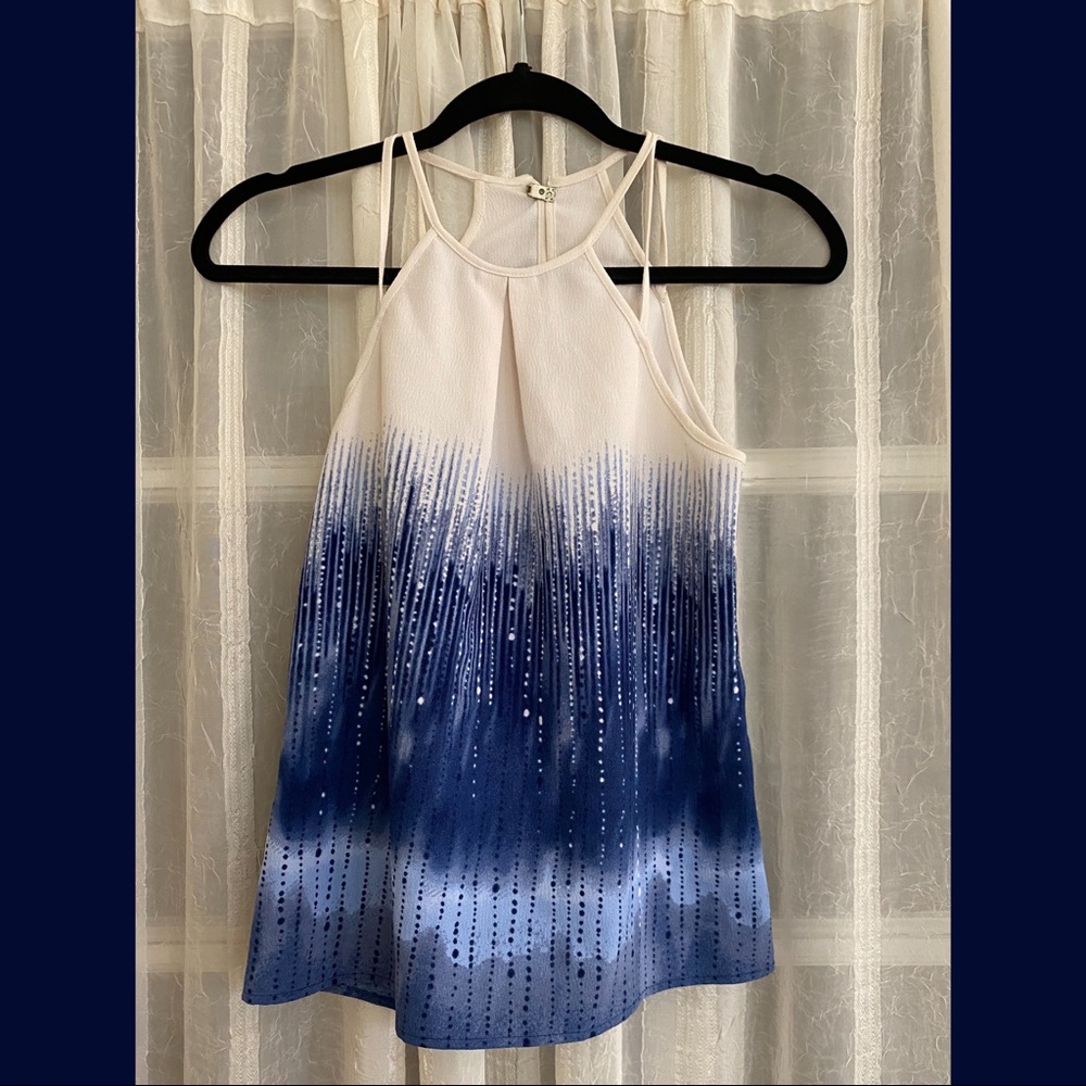 Strappy Blue and White Bubble Pattern Top